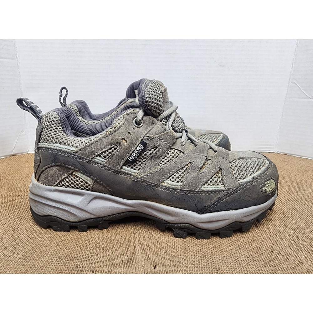 The North Face Womens Hiking Shoes Gray Leather Waterproof HydroSeal 9 Sz 6